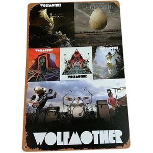 WOLFMOTHER Tin Wall Art Great Condition 5 Album Covers and Band Members on Art